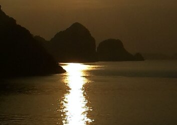 Sunset in Halong Bay, Vietnam